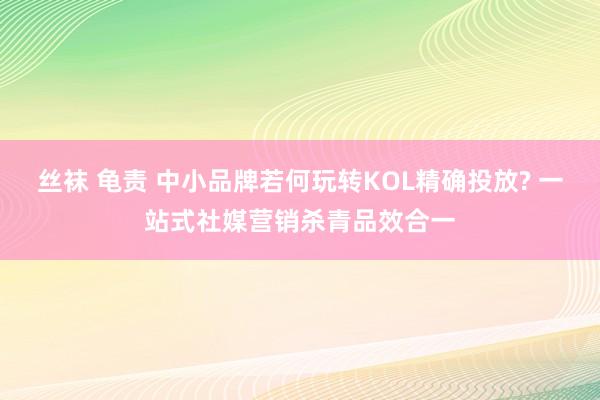 丝袜 龟责 中小品牌若何玩转KOL精确投放? 一站式社媒营销杀青品效合一